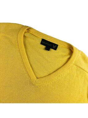 Lyle & Scott Men's 100% Cotton V-Neck Sweater Yellow • USA • Large